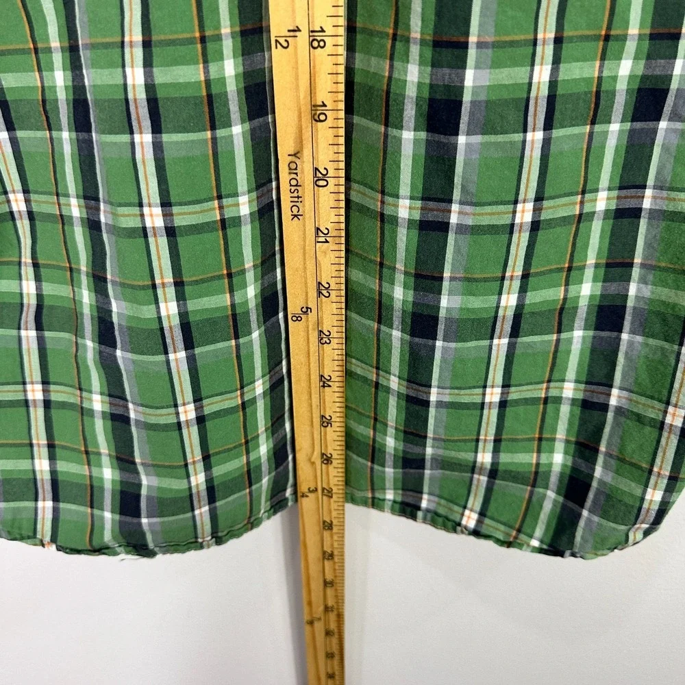 Banana Republic Button Up Shirt Mens Small‎ Green Plaid Cotton Preppy Academia